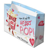 Popcorn Love Funny Pun Groot Cadeauzakje (Voorkant Gekanteld)
