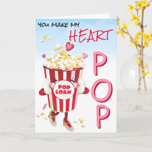 Popcorn Love Funny Pun Kaart (Gele Bloem)