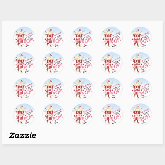 Popcorn Love Funny Ronde Sticker (Vel)