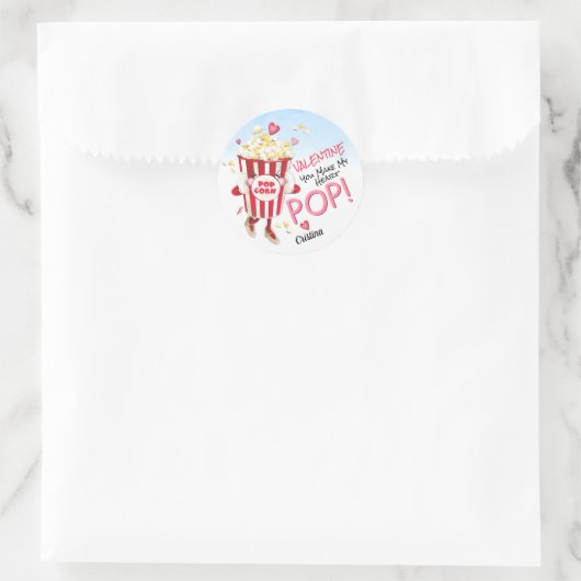Popcorn Love Funny Ronde Sticker (Tas)