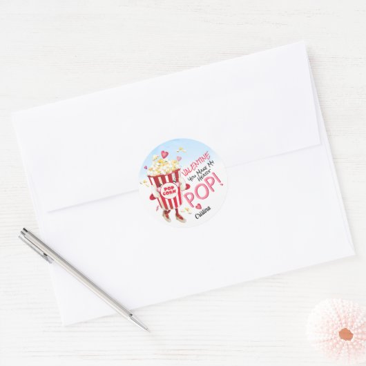 Popcorn Love Funny Ronde Sticker (Envelop)