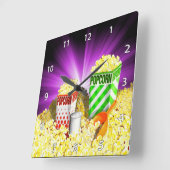Popcorn Lovers Wall Clock Vierkante Klok (Hoek)