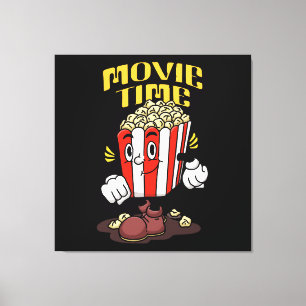 Popcorn Mascotte Cartoon Canvas Afdruk