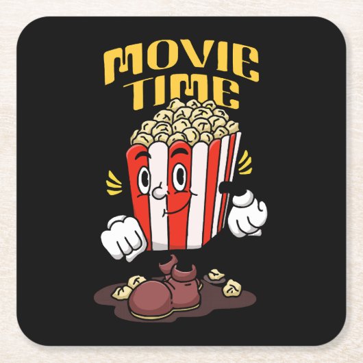 Popcorn Mascotte Cartoon Kartonnen Onderzetters (Voorkant)