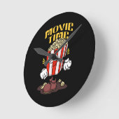 Popcorn Mascotte Cartoon Ronde Klok (Hoek)