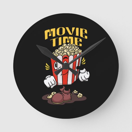 Popcorn Mascotte Cartoon Ronde Klok (Voorkant)