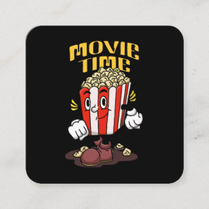 Popcorn Mascotte Cartoon Vierkante Visitekaartje