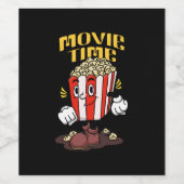Popcorn Mascotte Cartoon Wijn Etiket (Enkel label)
