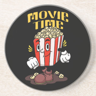 Popcorn Mascotte Cartoon Zandsteen Onderzetter