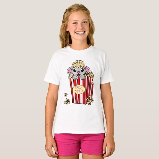 Popcorn Movie Cute Sheep T-shirt (Voorkant volledig)
