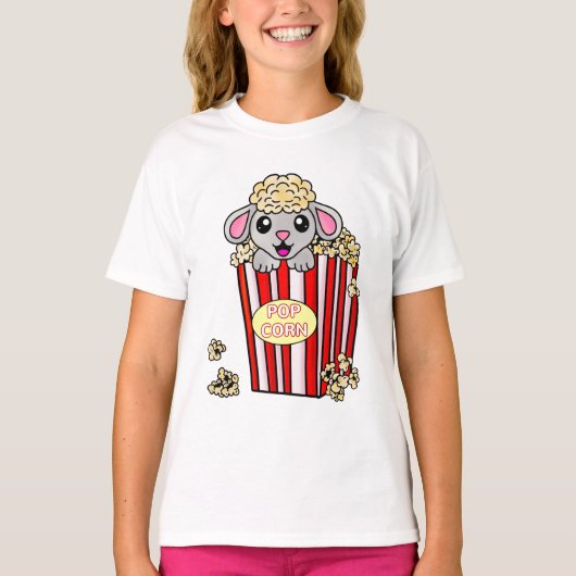 Popcorn Movie Cute Sheep T-shirt (Voorkant)