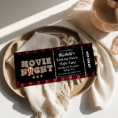 Popcorn Movie Night Birthday Party Ticket Style  Kaart