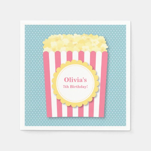 Popcorn Movie Night Verjaardagsfeestartikelen Servetten (Voorkant)