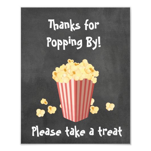 Popcorn Movie Shower Treat Sign Foto Afdruk (Voorkant)