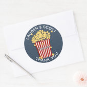Popcorn Navy Blauw en Wit Ronde Sticker (Envelop)