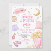 Popcorn Pajamas Sleepover Slumber Partij Birthday  Kaart (Voorkant)