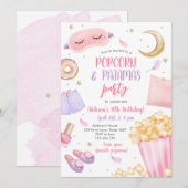 Popcorn Pajamas Sleepover Slumber Partij Birthday  Kaart (Voorkant / Achterkant)