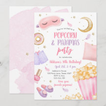 Popcorn Pajamas Sleepover Slumber Partij Birthday