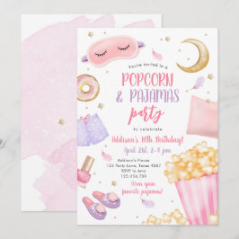 Popcorn Pajamas Sleepover Slumber Partij Birthday Kaart