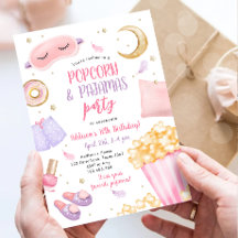Popcorn Pajamas Sleepover Slumber Party Birthday