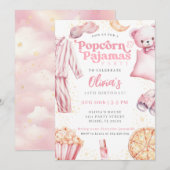 Popcorn Pajamas Sleepover Slumber Party Birthday Kaart (Voorkant / Achterkant)