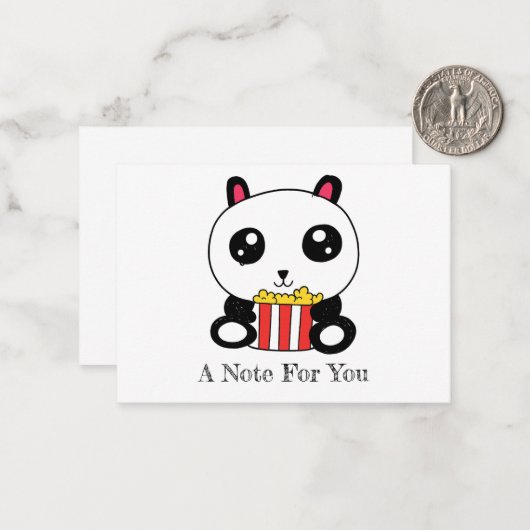 Popcorn Panda Note Cards Set of 10 Notitiekaartje (Voorkant / Achterkant in situ)