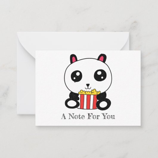 Popcorn Panda Notitiekaarten Set van 10 Notitiekaartje (Voorkant)