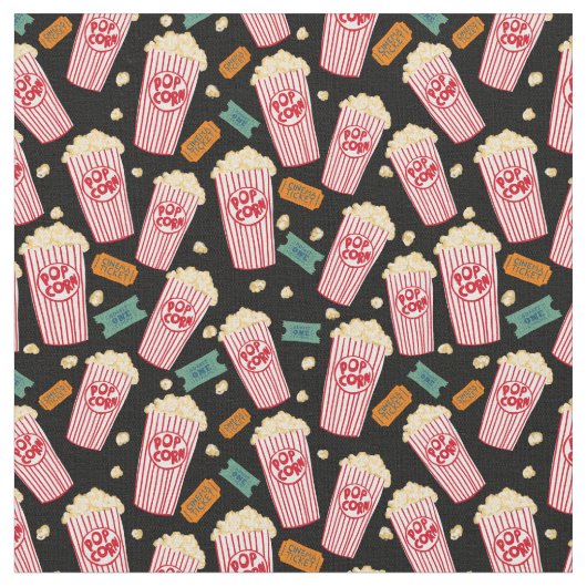 Popcorn Pattern film Night Theater Fun Black Stof (Close Up)