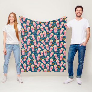 Popcorn Pattern film Night Theater Fun Navy Fleece Deken