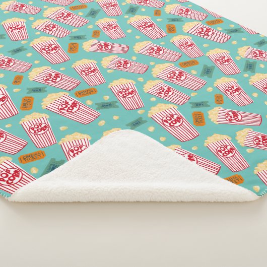 Popcorn Pattern Night Theater Fun Blauwgroen Sherpa Deken (3/4)