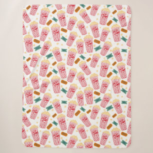 Popcorn Pattern Night Theater Fun White Sherpa Deken