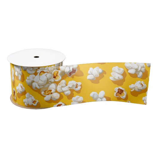 Popcorn Pattern on Yellow Background Satijnen Lint (Spoel)