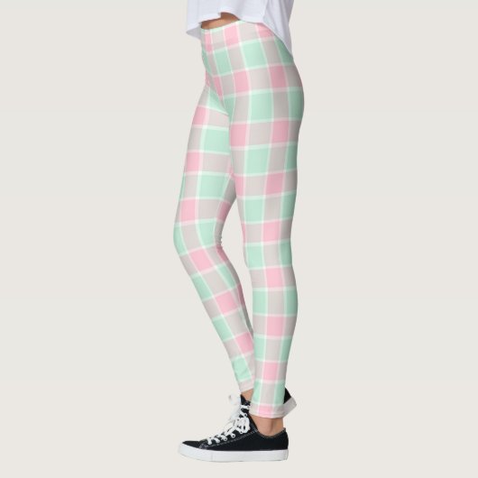 Popcorn Pink / Mint Plaid Vrouwen Leggings (Links)