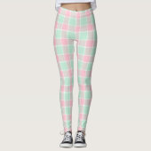 Popcorn Pink / Mint Plaid Vrouwen Leggings (Voorkant)