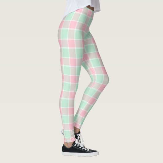 Popcorn Pink / Mint Plaid Vrouwen Leggings (Rechts)