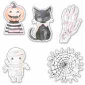 Popcorn Pompoenen Cactus Halloween Sticker (Voorkant)