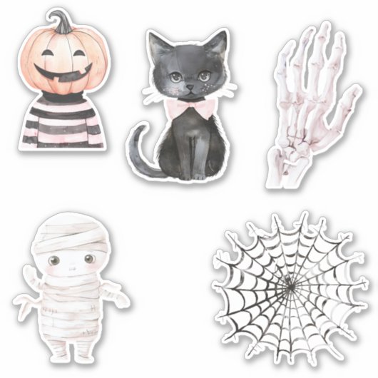 Popcorn Pompoenen Cactus Halloween Sticker (Voorkant)