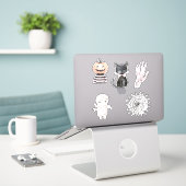 Popcorn Pompoenen Cactus Halloween Sticker (Laptop op bureau)