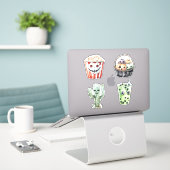 Popcorn Pompoenen Cactus Halloween Sticker (Laptop op bureau)