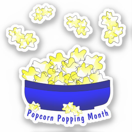 Popcorn Popping Maand Sticker (Voorkant)