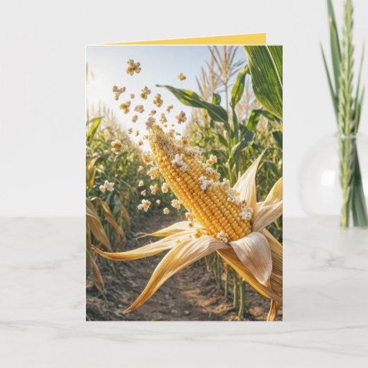 Popcorn Popping op een maïskolf Kaart (Voorkant)