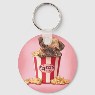 Popcorn Pug Sleutelhanger
