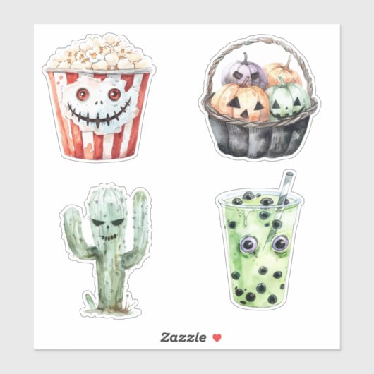 Popcorn Pumpkins Cactus Halloween Sticker (Vel)