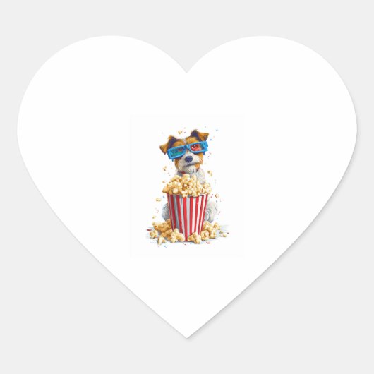 Popcorn Pup � film Night Dog Hart Sticker (Voorkant)