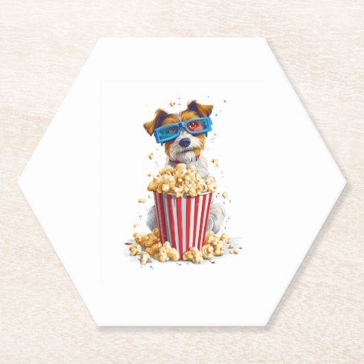 Popcorn Pup - Film Night Dog Kartonnen Onderzetters (Voorkant)