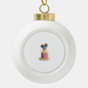 Popcorn Pup - Film Night Dog Keramische Bal Ornament