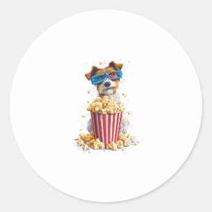 Popcorn Pup � film Night Dog Ronde Sticker
