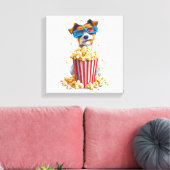 Popcorn Pup � Filmavond Hond Canvas Afdruk (Insitu (Woonkamer))