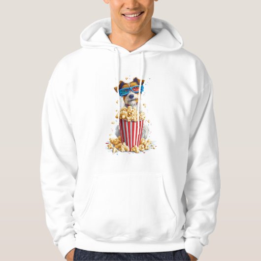 Popcorn Pup � Filmavond Hond Hoodie (Voorkant)