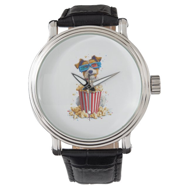 Popcorn Pup � Filmavond Hond Horloge (Voorkant)